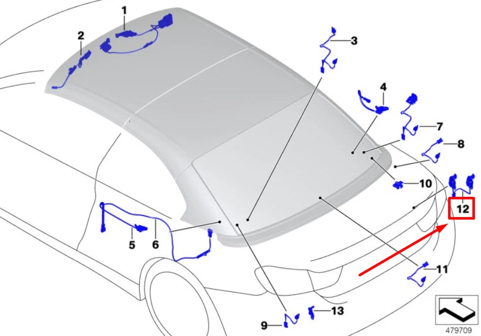 NEW BMW 4 F33,F83 RIGHT LOADING AID WIRING HARNESS 54377353886 7353886 ORIGINAL