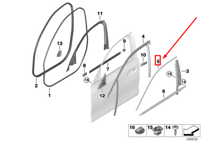 new bmw 3 g20 front left door top window frame trim 7465165 51337465165 original
