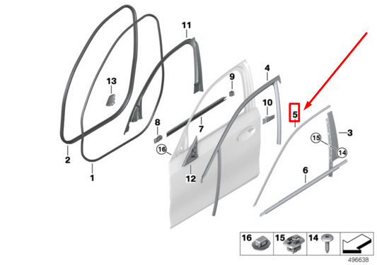 new bmw 3 g20 front left door top window frame trim 7465165 51337465165 original