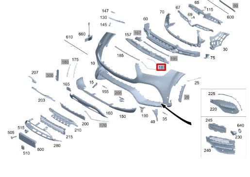 NEW MERCEDES-BENZ GLE W167 FRONT BUMPER TOP RIGHT TRIM A1678852504 ORIGINAL