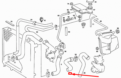 new mercedes-benz 190 w201 top coolant hose a2015016382 original