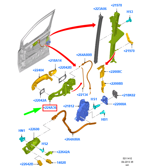 new ford tourneo connect mk2 front left lock reinforcement rhd 1829968 original