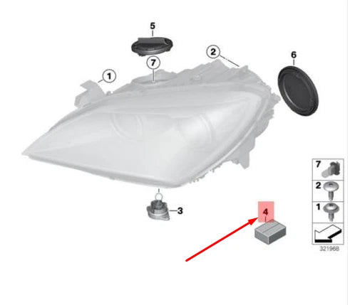 NEW BMW 6 COUPE F13 RIGHT HEADLIGHT REPAIR KIT 63127277520 7277520 ORIGINAL