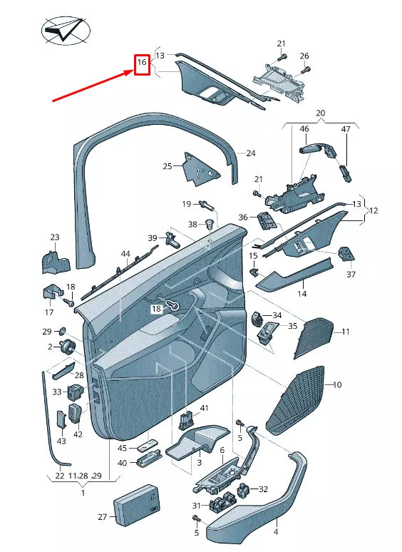 NEW AUDI A4 B9 FRONT RIGHT DOOR SWITCH TRIM LHD 8W1959518G6PS