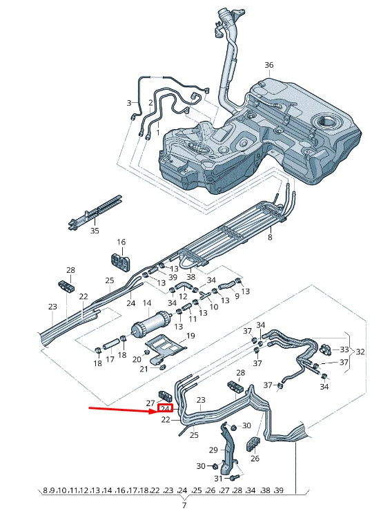 NEW AUDI A6 ALLROAD 4G FUEL RETURN LINE 4G0201533K