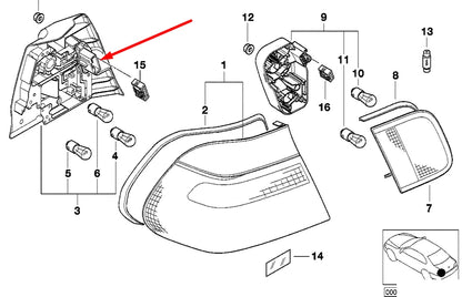 NEW BMW 3 E46 REAR LEFT TAILLIGHT BULB HOLDER 63217165955 7165955 ORIGINAL