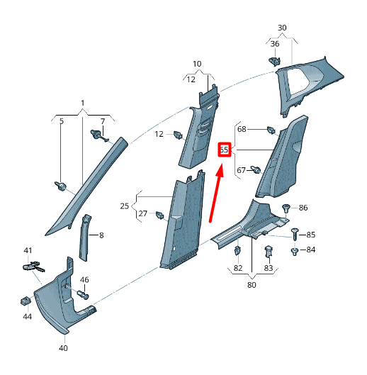 new vw tiguan ad mk2 right wheel housing pillar trim 5na867766brm5 original