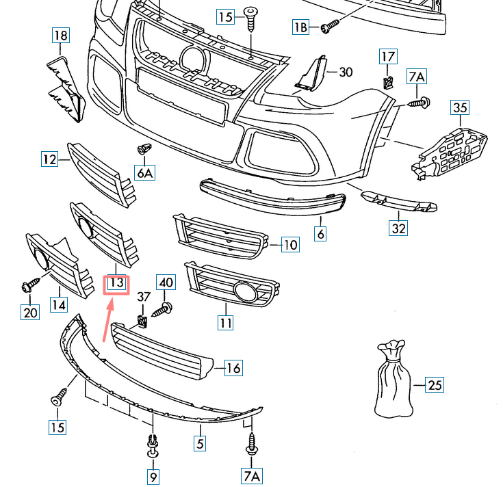 new volkswagen polo 9n mk4 front right fog lamp trim 6q0853666g9b9 original