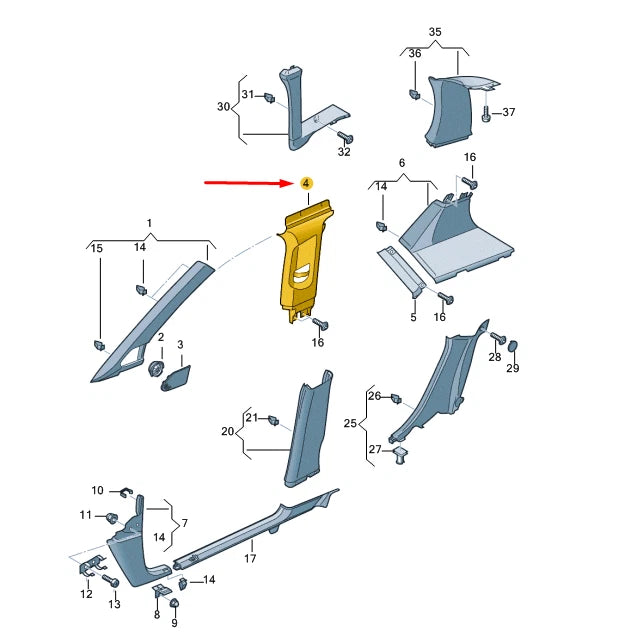 NEW AUDI A3 8P LEFT SIDE B PILLAR UPPER TRIM 8P3867243G4N6