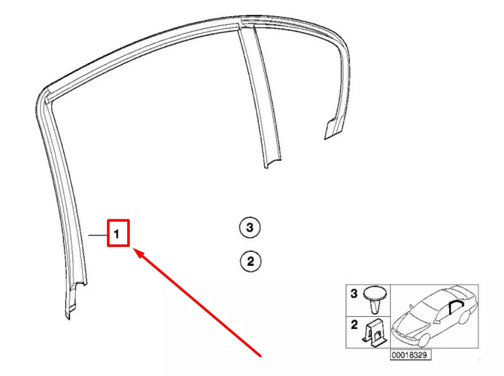 NEW BMW 3 E46 REAR RIGHT DOOR WINDOW FRAME COVER 51348212524 8212524 ORIGINAL