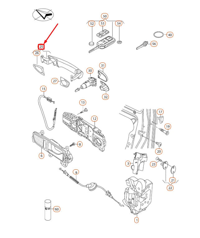 NEW VOLKSWAGEN PASSAT B8 FRONT RIGHT DOOR EXTERIOR HANDLE 1K8837206HGRU ORIGINAL