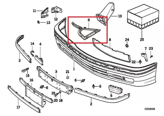 NEW BMW 3 E36 FRONT BUMPER RIGHT SUPPORT 51711977118 ORIGINAL