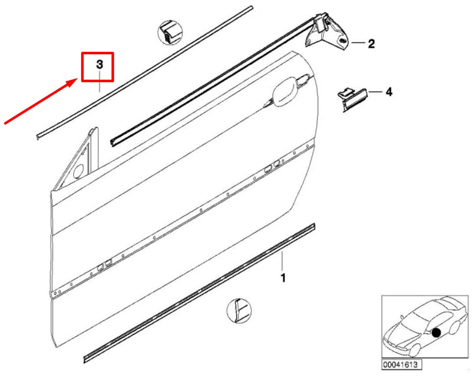 NEW BMW 3 E46 FRONT LEFT OUTER WEATHERSTRIP 51327890453 7890453 ORIGINAL