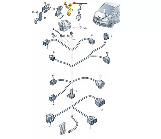 NEW VW TRANSPORTER VI T6 STARTER CABLE GUIDE 1K0971615CJ