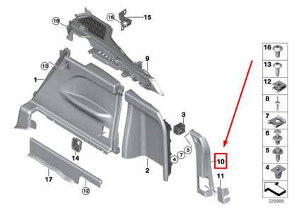 NEW BMW X5 F15, F85 RIGHT D-COLUMN BOTTOM COVER 7326442 51477326442 ORIGINAL