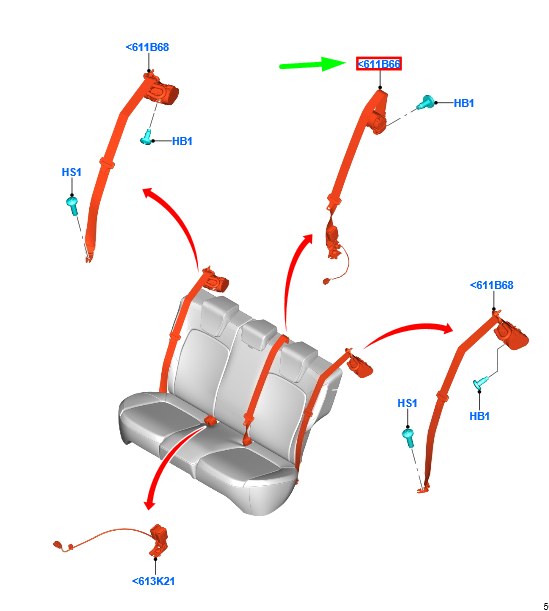 new ford puma mk2 rear middle seatbelt 2598141 original