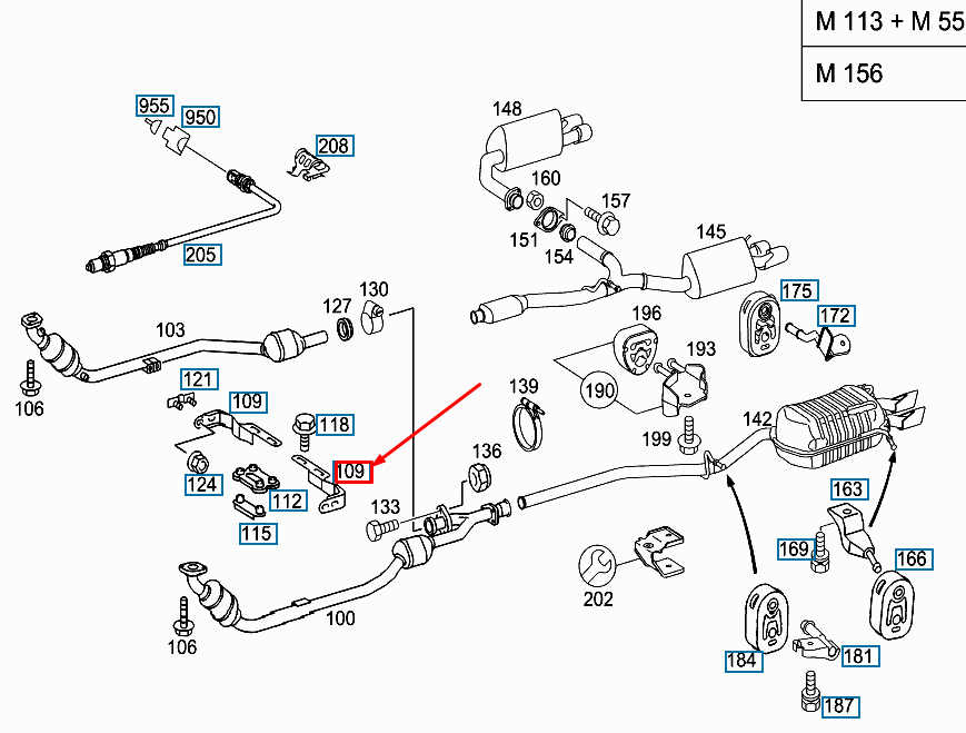 NEW MERCEDES-BENZ C W203 FRONT EXHAUST PIPE RIGHT BRACKET A2034922041 ORIGINAL