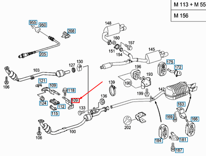NEW MERCEDES-BENZ C W203 FRONT EXHAUST PIPE RIGHT BRACKET A2034922041 ORIGINAL