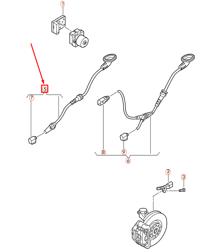 new vw beetle a5 front left speed sensor wiring harness 5c0927903b original