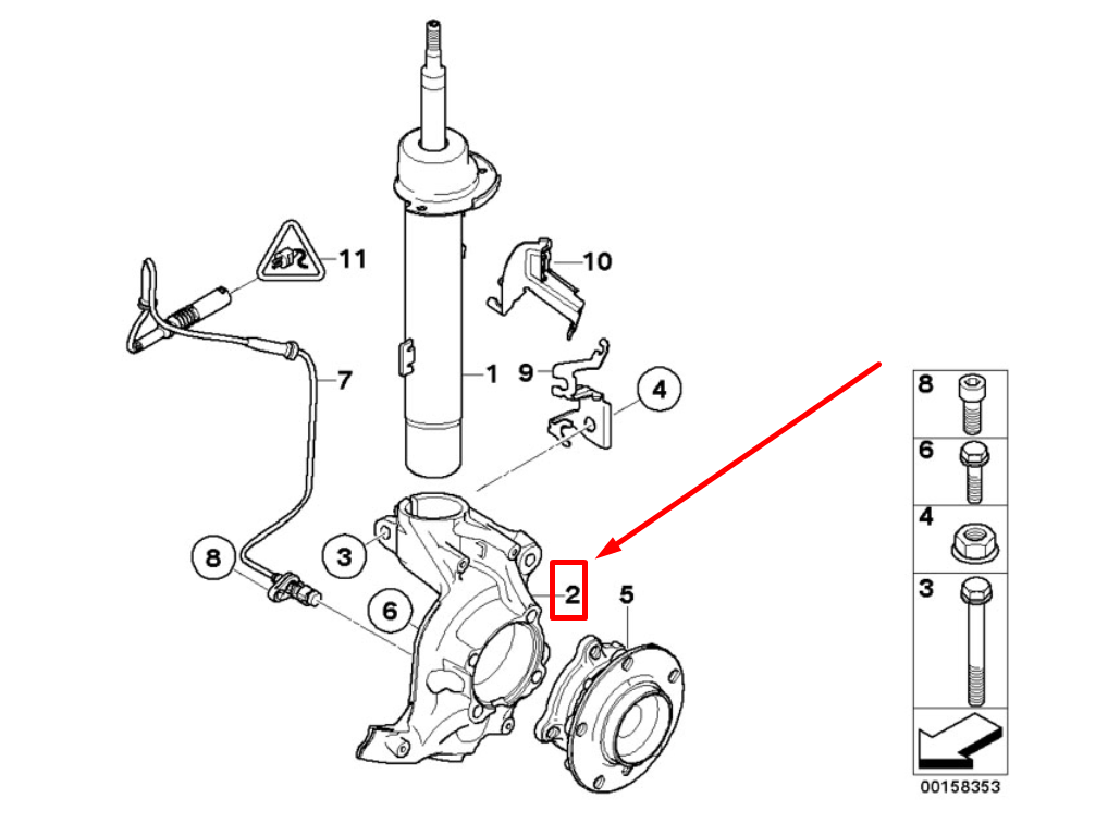 new bmw 3 e90 front right wheel carrier 31212283436 2283436 original