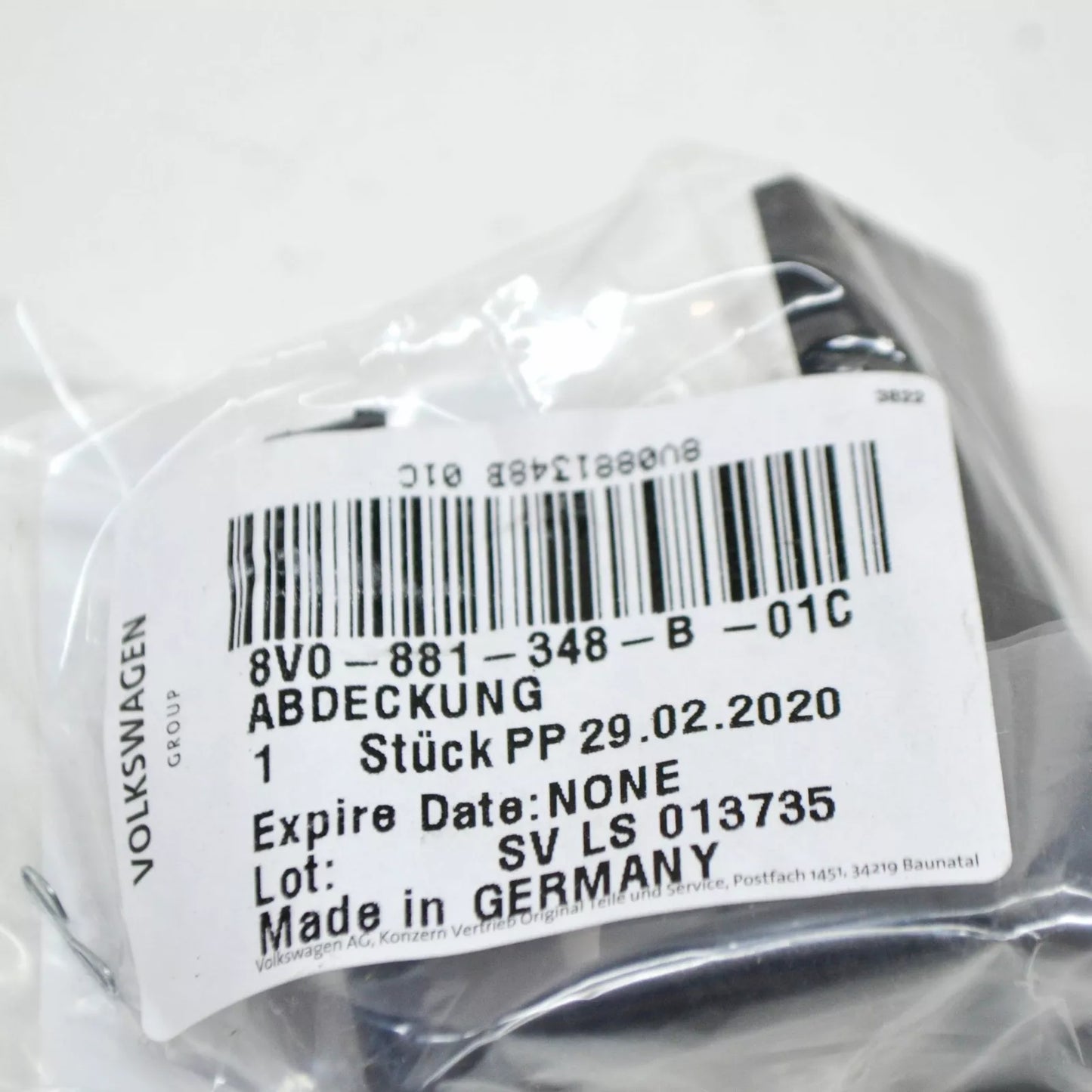 NEW AUDI A3 S3 8V REAR LEFT OUTER SEAT TRACK COVER 8V0881348B01C ORIGINAL