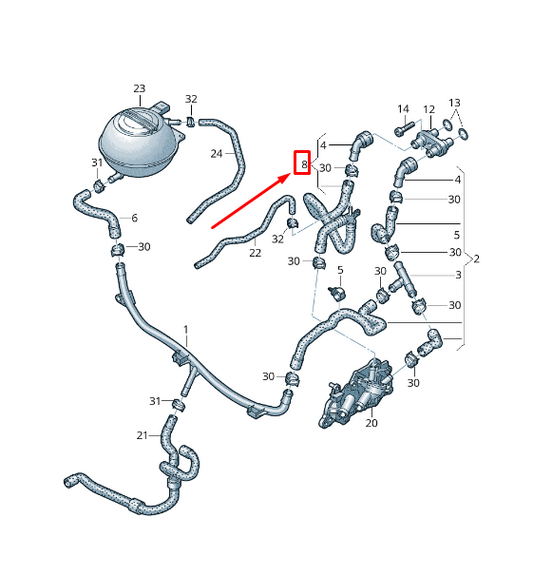 new audi a1 mk1 engine coolant hose 6r0122157af original