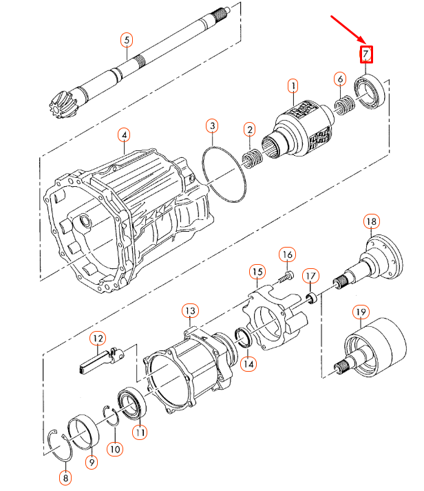 NEW AUDI A4 B7 FRONT TRANSFER CASE OUTPUT SHAFT BEARING 016409775A ORIGINAL
