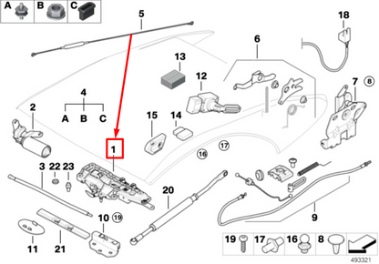 new bmw 6 cabrio e64 front right folding top 54347156986 7156986 original