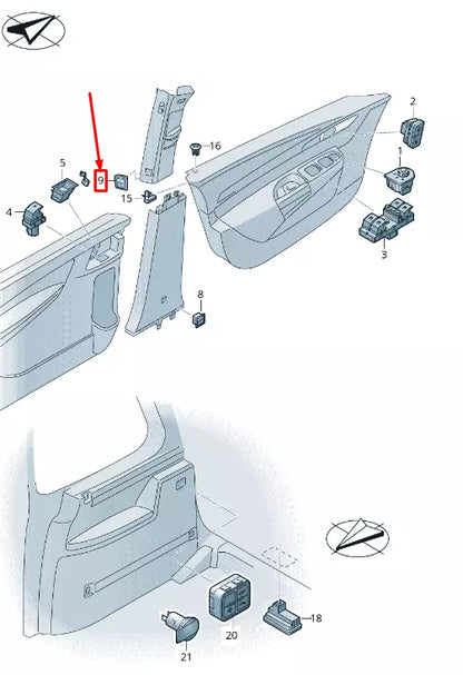 NEW VW SHARAN 7N SLIDING DOOR ACTUATION PUSHBUTTON 7N0962109REH ORIGINAL