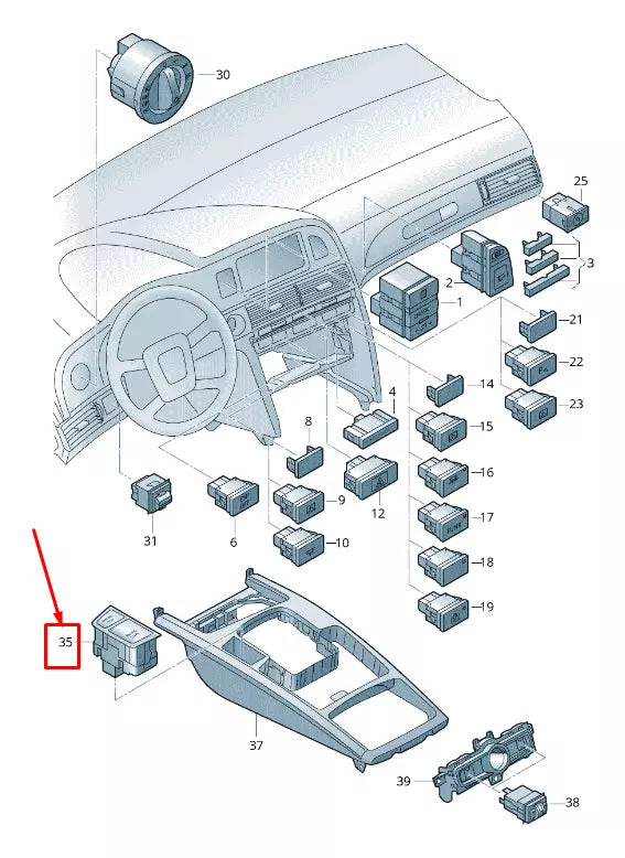 NEW AUDI A6 AVANT C6 IGNITION BUTTON START/STOP RHD 4F2905217EVUV
