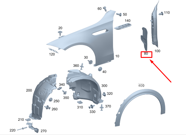 new mercedes-benz c w206 front left fender absorber a2068850100 original