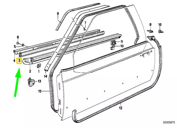 NEW BMW 6 E24 FRONT LEFT DOOR GASKET 1867763 51211867763 ORIGINAL