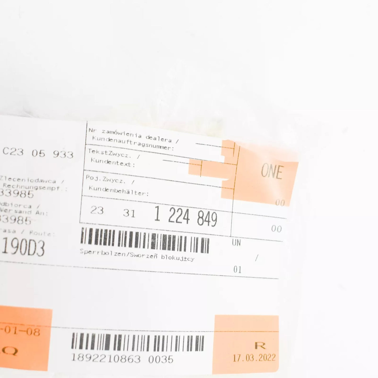 NEW BMW 3 E36 MANUAL GEARBOX SHIFT DETENT LOCKING PIN 23311224849 ORIGINAL