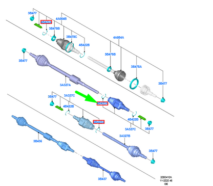 new ford focus mk4 front drive shaft inner circlip retainer 4167233 original