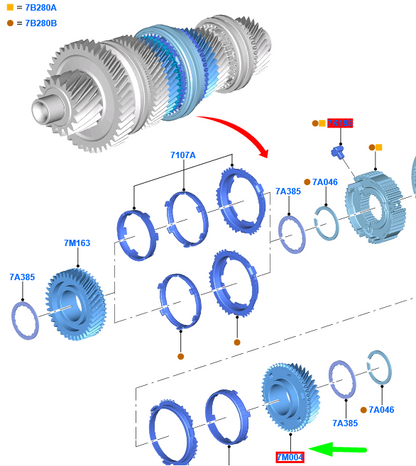 new ford focus mk4 c519 mainshaft 4th speed gear 2118831 h1br-7m164-afaa