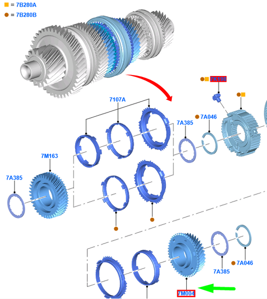 new ford focus mk4 c519 mainshaft 4th speed gear 2118831 h1br-7m164-afaa