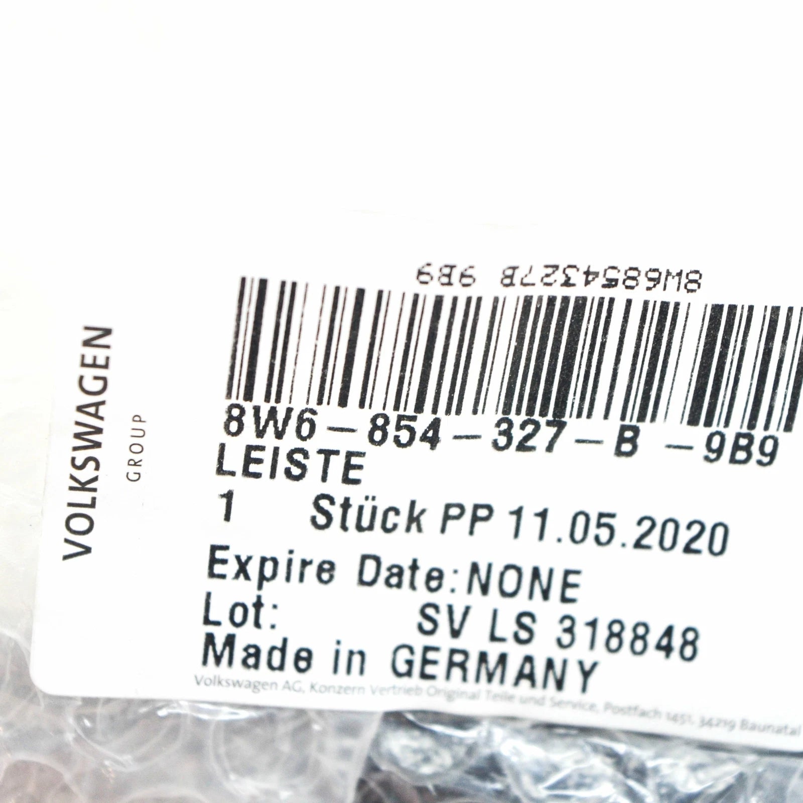 NEW AUDI A5 COUPE 8W6 FRONT WINDSHIELD LEFT VERTICAL TRIM 8W6854327B9B9