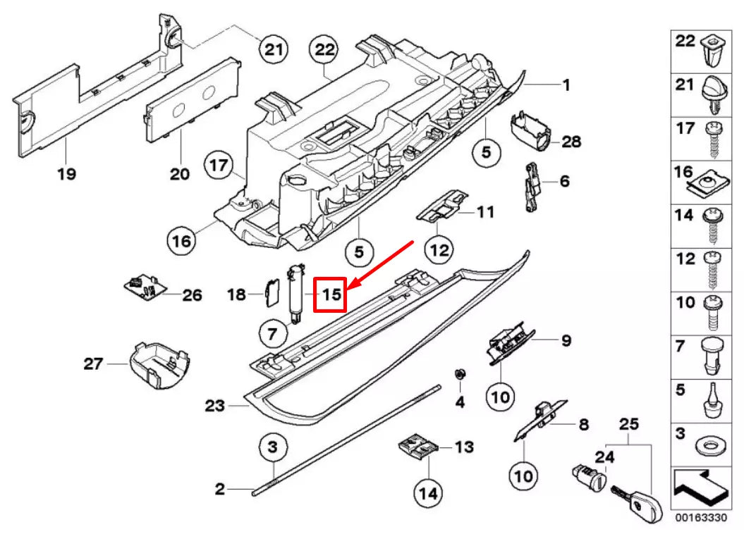 NEW BMW 5 E60 GLOVE BOX DAMPER 51167119226 7119226 ORIGINAL