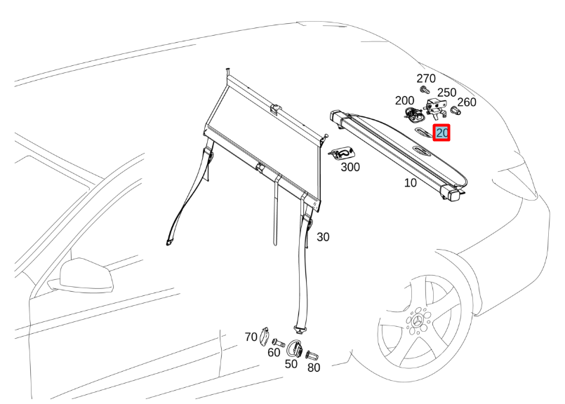 NEW MB CLA SHOOTING BRAKE X117 LUUGGAGE SHELF HANDLE A00081040009051 ORIGINAL