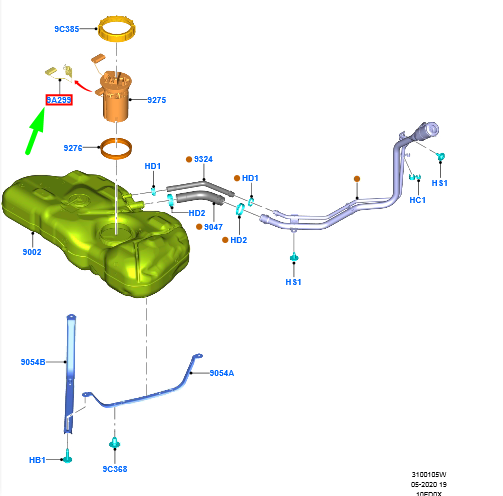 new ford puma fuel tank sender assy 2250511 j1b1-9a299-ab original