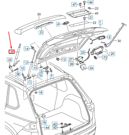 new volkswagen tiguan ad mk2 tailgate gas strut drive unit 5na827851a905
