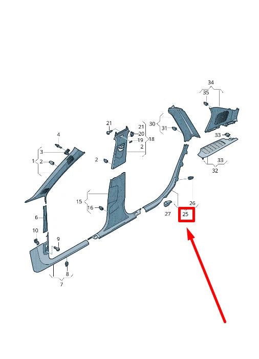NEW AUDI Q5 FY REAR LEFT BODY C-PILLAR TRIM PANEL 80A867767A4PK ORIGINAL