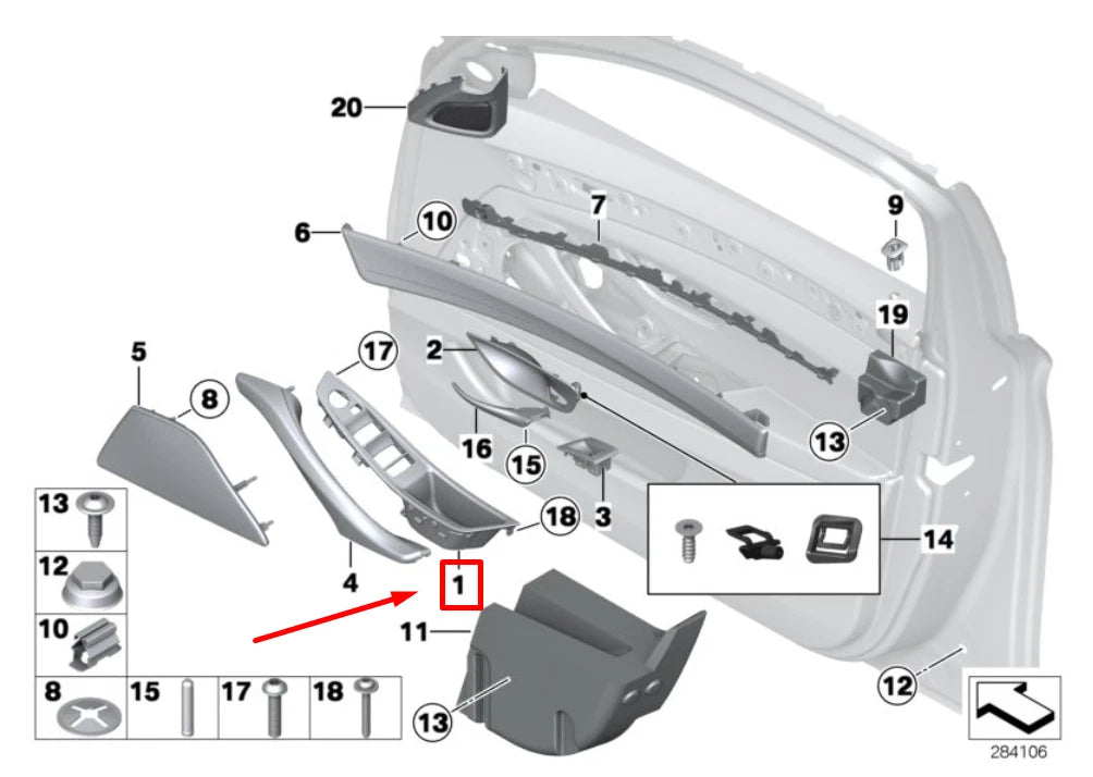 NEW BMW 5 F10 FRONT LEFT DOOR HANDLE TRIM 51417225869 7225869 ORIGINAL