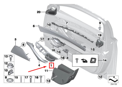 NEW BMW 5 F10 FRONT LEFT DOOR HANDLE TRIM 51417225869 7225869 ORIGINAL