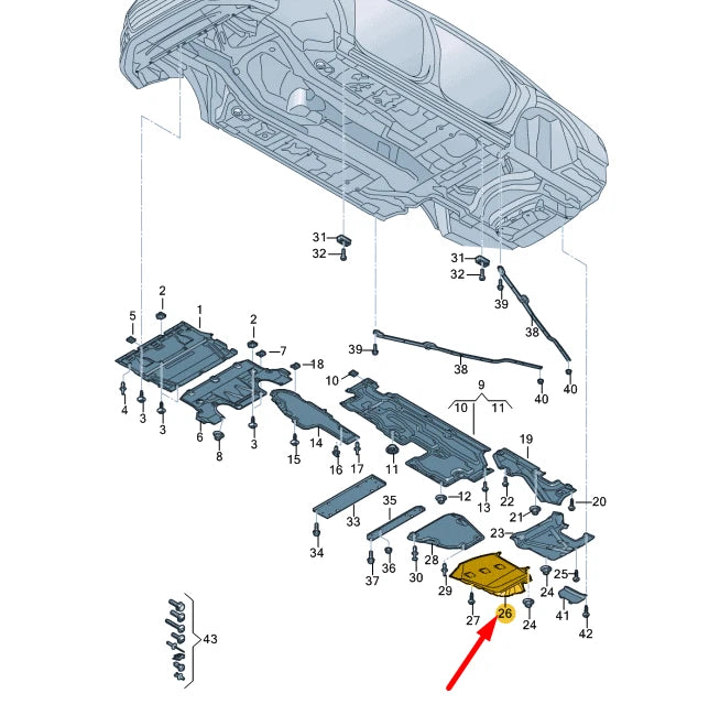 NEW AUDI A8 4N D5 REAR RIGHT UNDERBODY TRIM 4N0825217B ORIGINAL