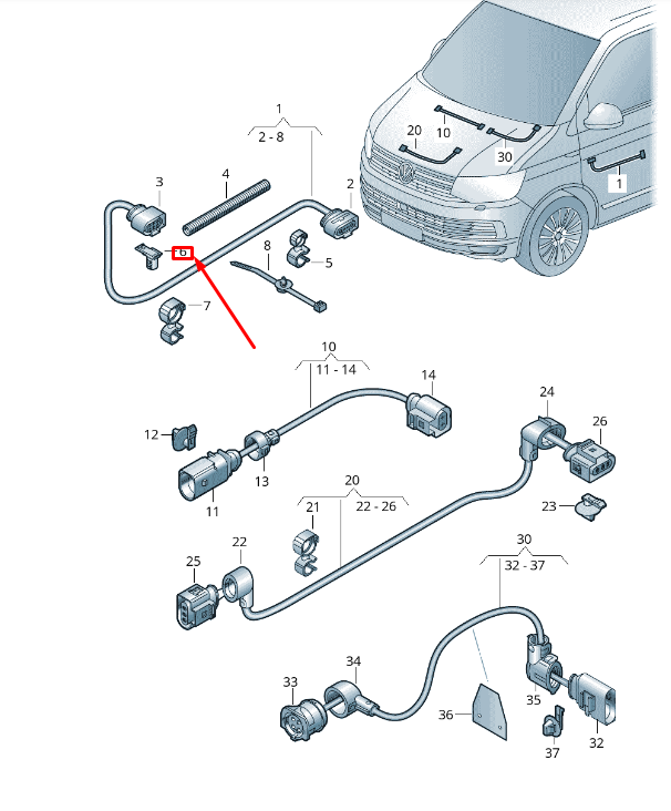 new vw transporter vi t6 connector housing bracket 3d0971830d original