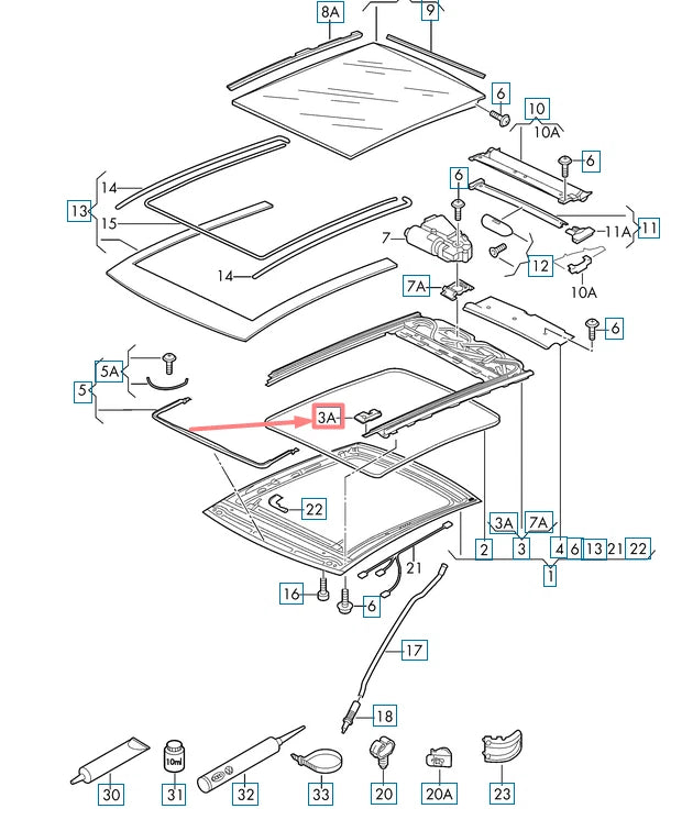 NEW VW GOLF 5G MK7 FRONT PANORAMIC ROOF STOP BUFFER SET 8X0898814 ORIGINAL