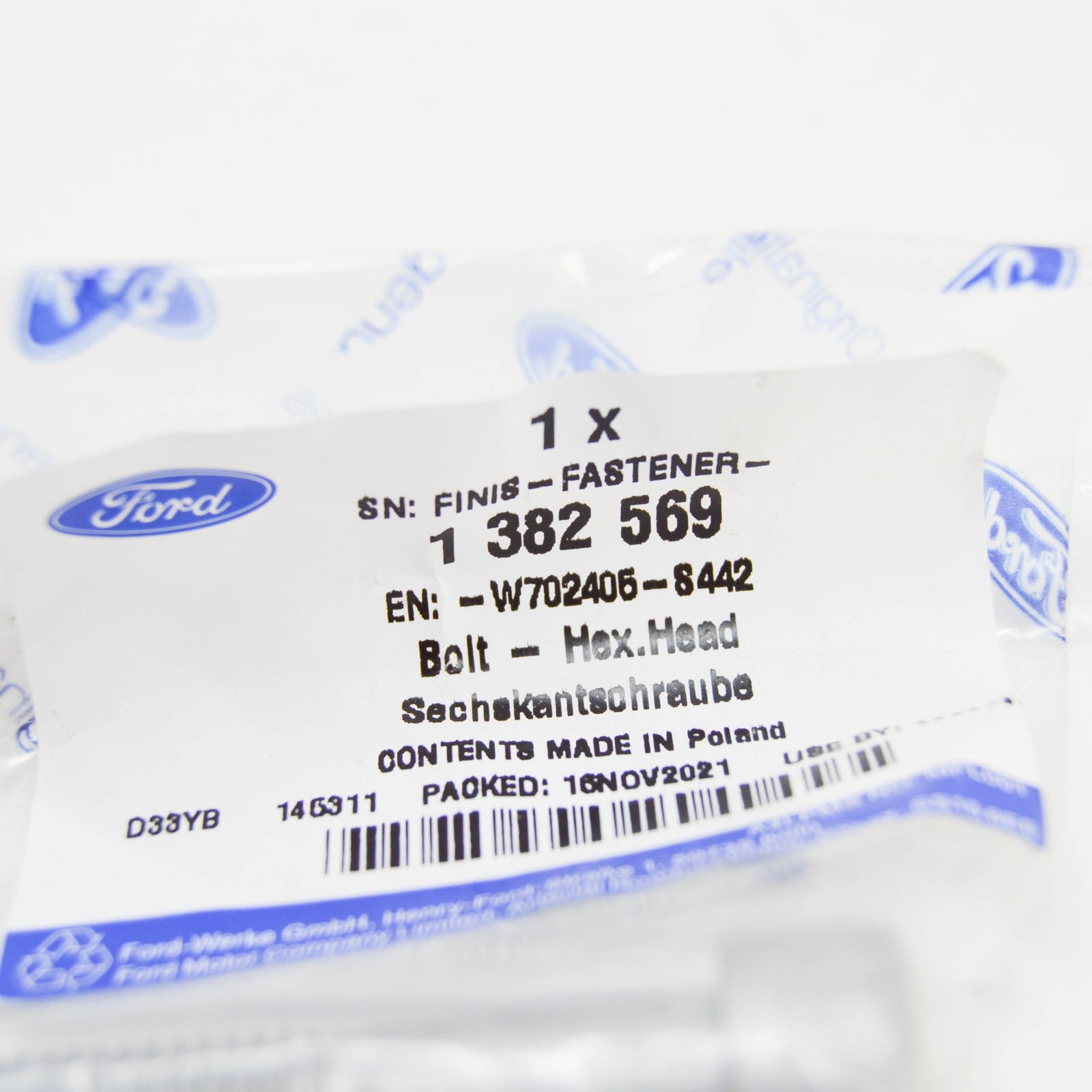 new ford transit mk4 tensioner bolt 1382569 w702405-s442 original