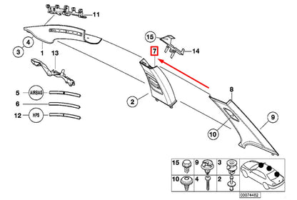 NEW BMW 3 E46 RIGHT B-PILLAR PANEL COVER 51437069164 7069164 ORIGINAL
