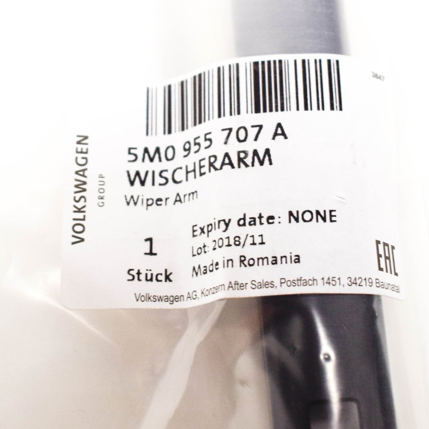 NEW VW GOLF MK5 PLUS REAR TRUNK BOOT LID WIPER ARM 5M0955707A ORIGINAL